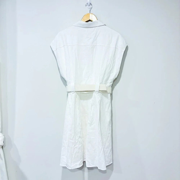 DKNY Women's Notched  Collar V-Neck Belted Shirtdress - Picture 9 of 9
